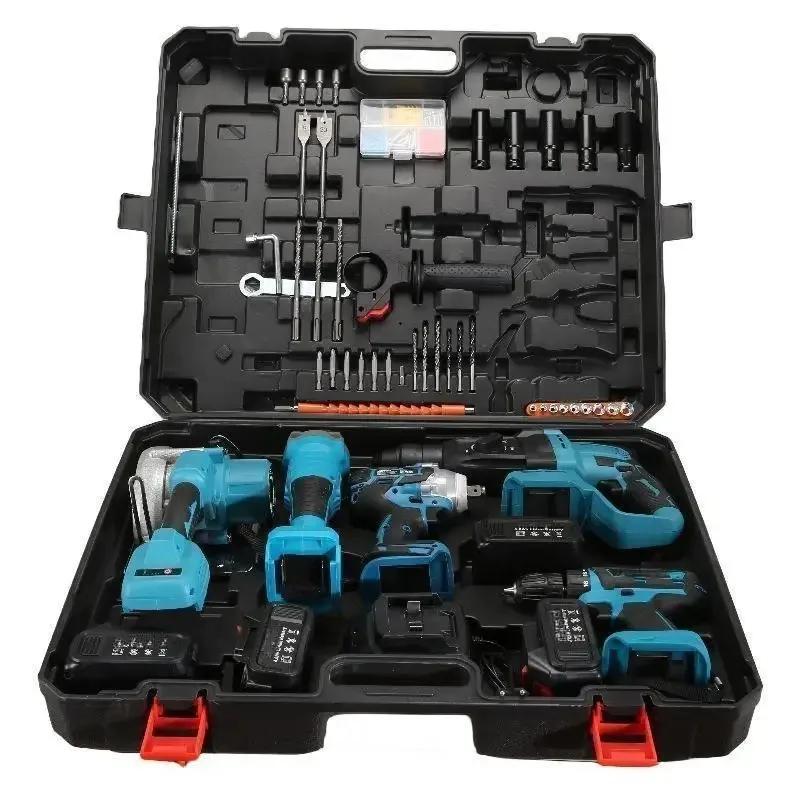 Battery Universal 5 Piece Lithium Shock Drill Corner Mill Electric Drill Wrench Brushless Lithium Power Tool Kit