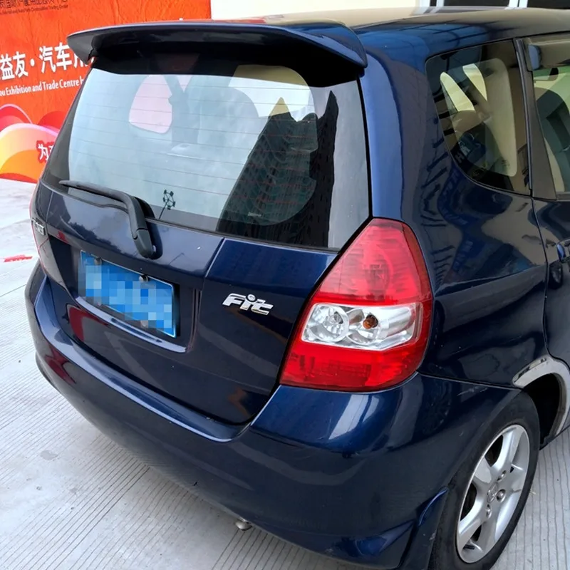 For Honda Fit Jazz 2004 05 06 07 Rear Roof Trunk Lid Spoiler Wings ABS Plastic Black Carbon Car Exterior Tuning Accessories Part