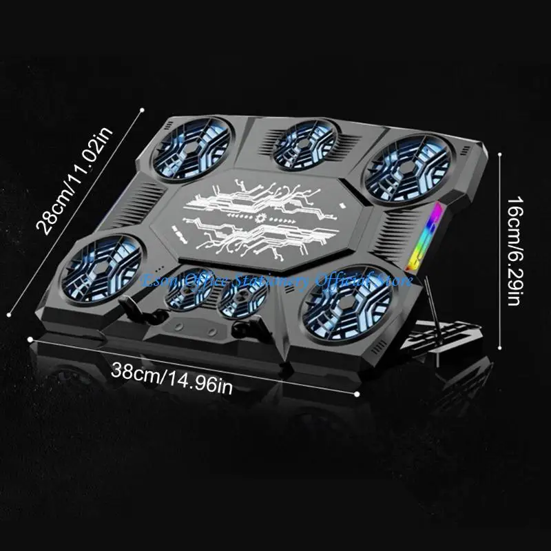 لوحة تبريد الكمبيوتر المحمول 6 مراوح Rgb حامل تبريد الكمبيوتر المحمول برودة المبرد قاعدة حامل الكمبيوتر المحمول مع حامل توسيع الهاتف LED