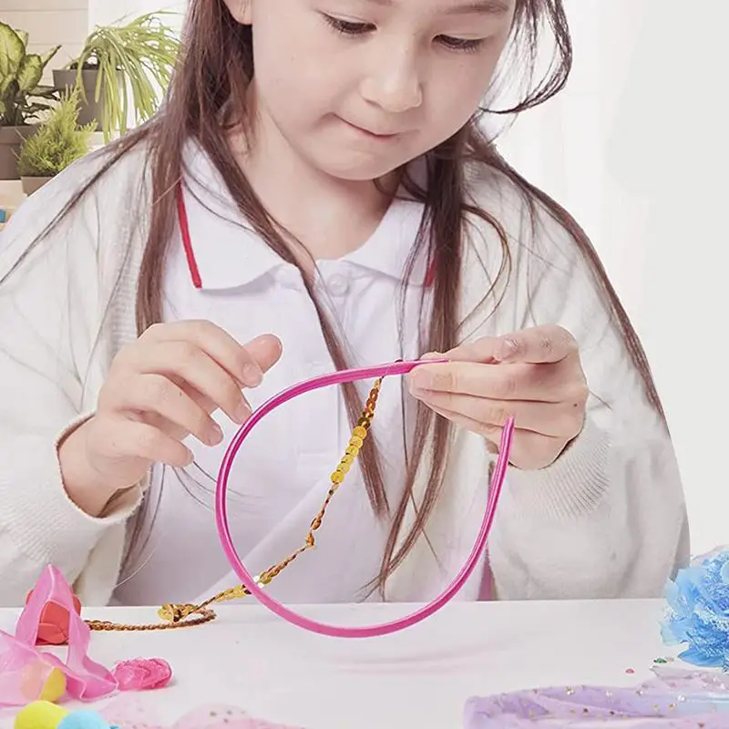 Kit DE FABRICACIÓN de diadema para niñas, Kit de manualidades, hacer sus diademas de moda para niñas, conjunto de accesorios para el cabello, conjunto de artes y manualidades