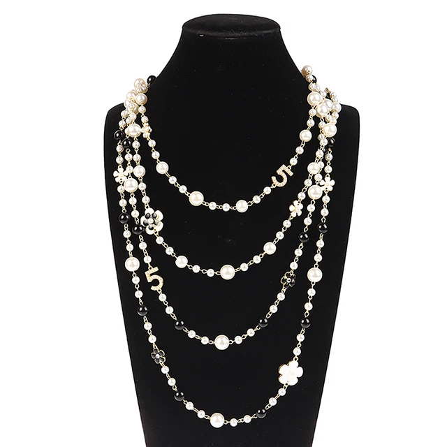 Klasyczny wykwintny perłowy długi sweter naszyjnik Fashion Lady Party Wedding Crystal Jewelry
