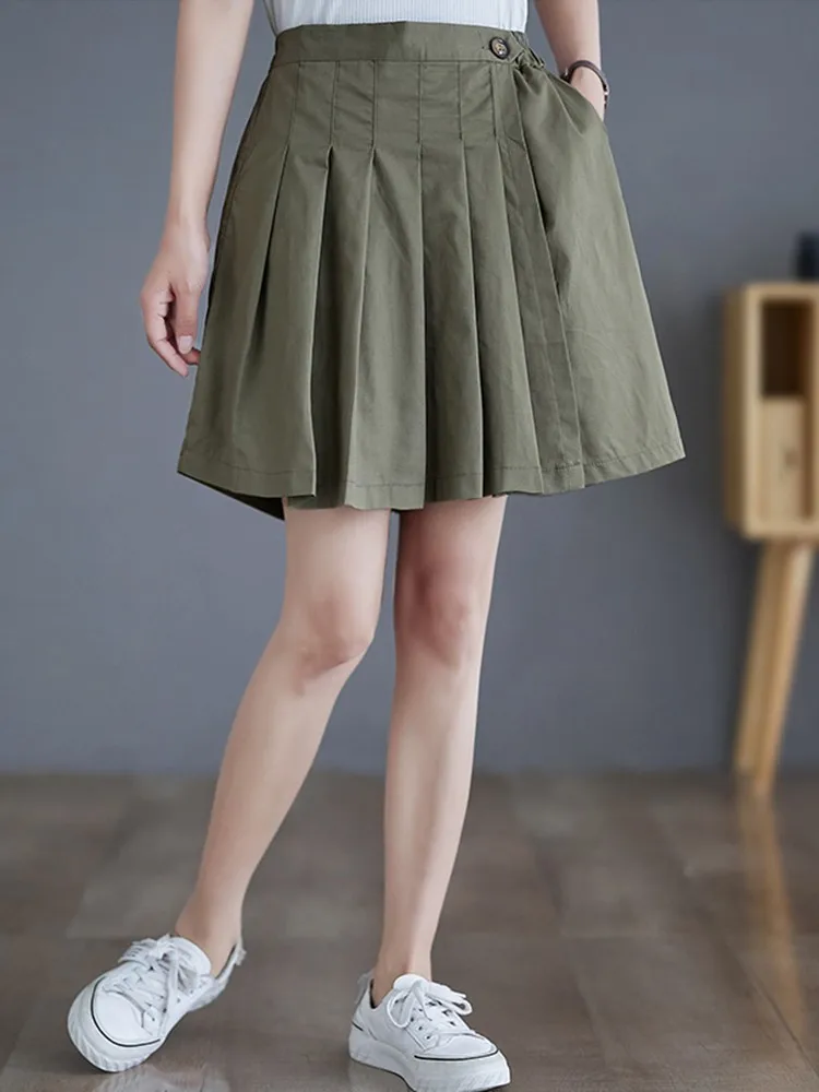 Women Casual Shorts Skirts New Arrival 2023 Summer Korean Style Solid Color Pleated High Waist Female Short Pants B2867