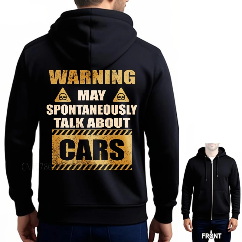 Treino adolescentes primavera moletom com capuz aviso pode falar espontáneamente sobre carros vintage zip-up jaqueta feminina conforto primavera