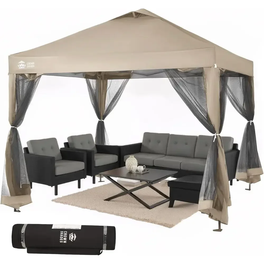 10x10 Mosquito Net Gazebo with 4 Ropes, 8 Stakes, Sandbags, and Wheeled Storage Bag for Outdoor Parties and Camping