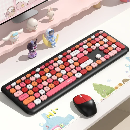 MOFII teclado de ordenador ratón inalámbrico Set USb, lindo tipo ultrafino sin ruido inalámbrico, teclado de PC inalámbrico portátil tableta Hom