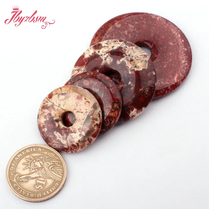 Donut Ring Multicolor Red Jasper Stone Beads for DIY Accessories Necklace Bracelet Pendant Charm Jewelry Making 1 Pcs 30mm /40mm