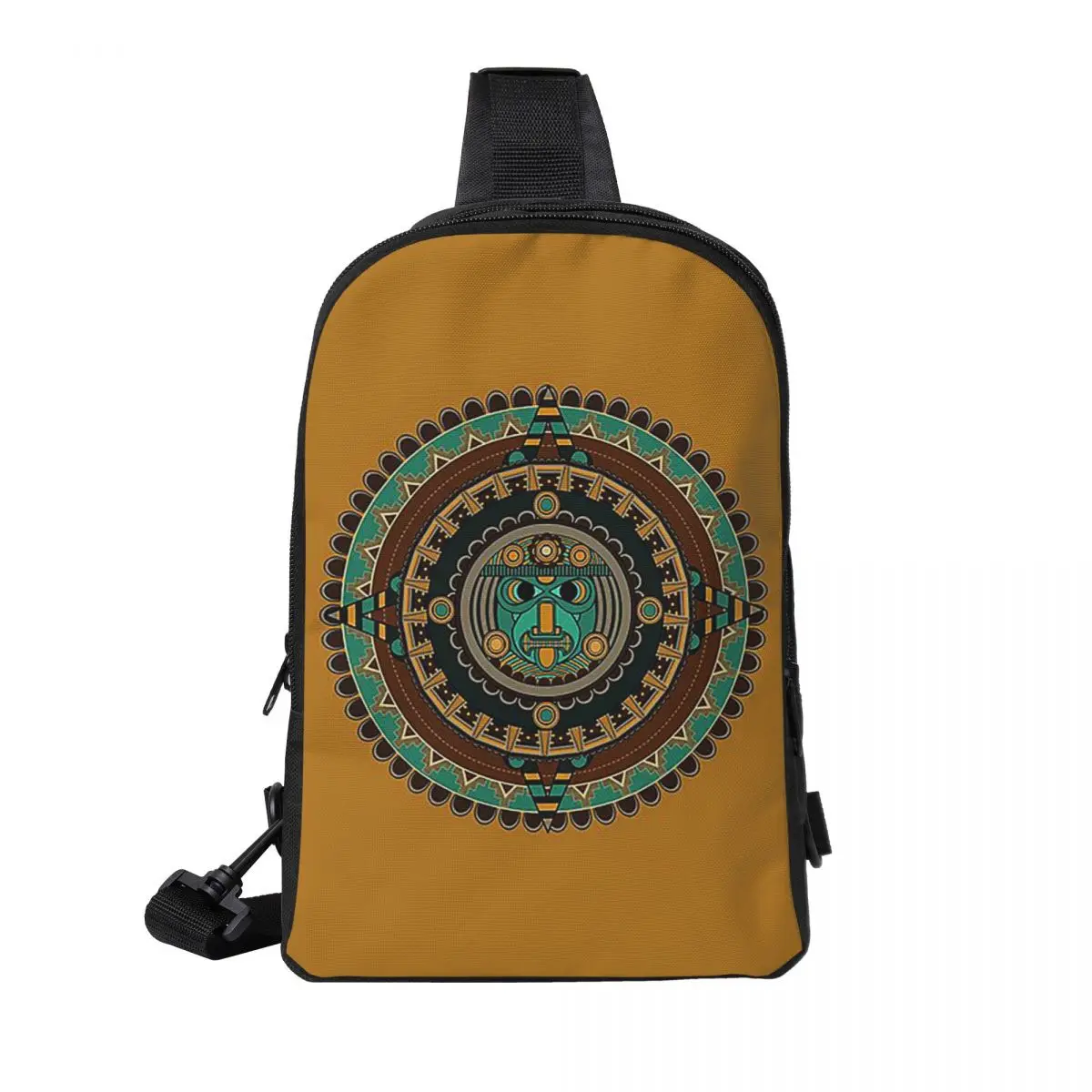 

Aztec Calendar Chest Bag Men Sling Crossbody Backpack Chest Bag Travel Hiking Daypack Shoulder Bag