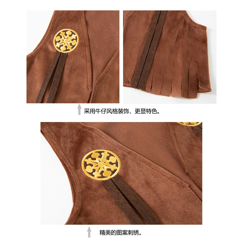 ديزني توي ستوري جيسي راعية البقر زي للفتيات 4 قطع مجموعة ملابس حفلات الهالوين الغربية التنكرية سترة فستان قبعة هدية عيد ميلاد #4