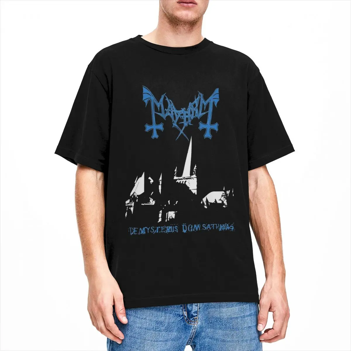 Mayhem Black Metal Band Men T Shirt De Mysteriis Dom Sathanas Merch Fun Tee Shirt Round Neck T-Shirts Pure Cotton Printed Tops