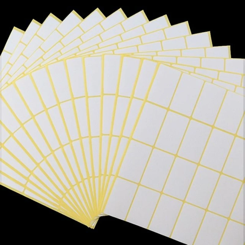 15Sheets Paper Self Adhesive Sticky White Label Name Stickers Blank Note Label Bar DIY Stationery Sticker Various Sizes Optional