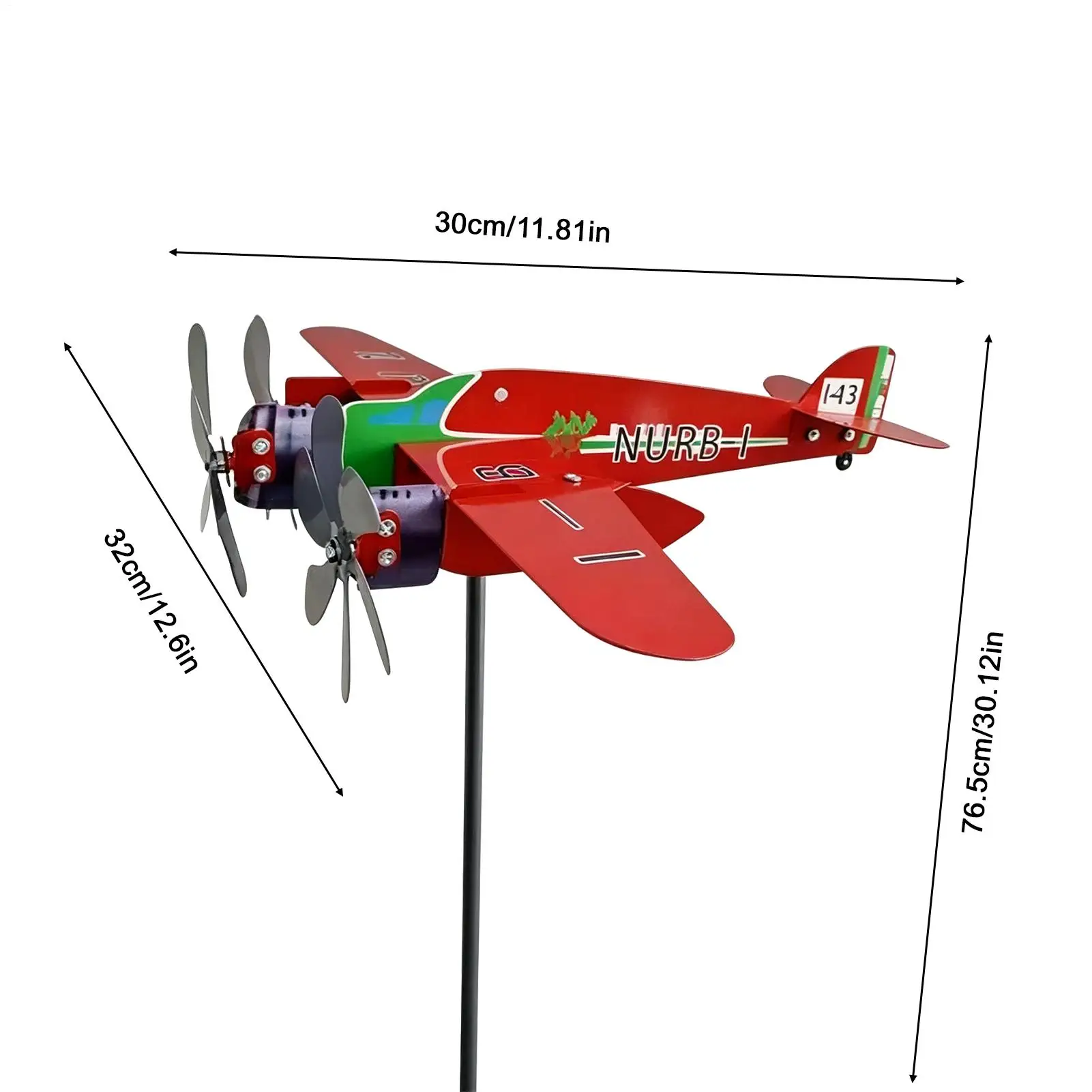 Outdoor Wind Spinner Decorative Vintage Airplane Shape Weathervane 3D Airplane Wind Wheel For Lawn Garden Walkway Terrace - view 6