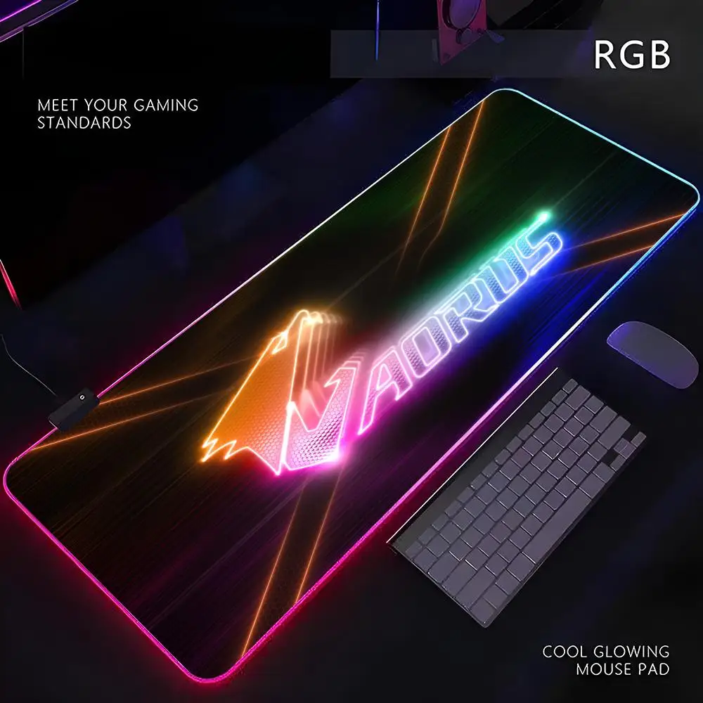 

A-Aorus Game Mouse Pad RGB Gamer LED Light Mouse Mat Peripherals Mousepad Computer Desk Mat XL Mice Keyboard Carpet