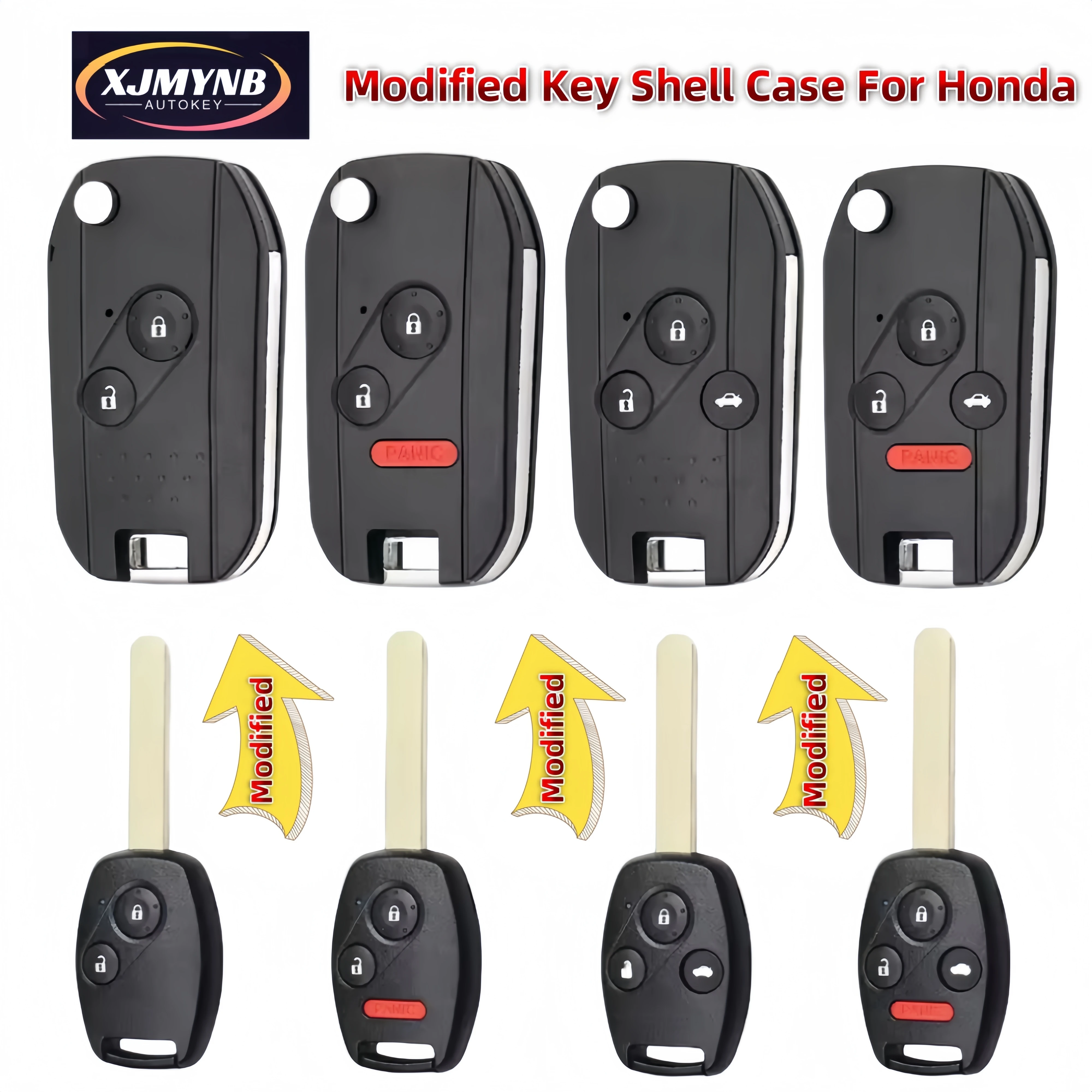 

XJMYNB Modified Flip Folding Key Shell Case Cover For Honda Fit CRV Accord Civic Odyssey Insight Ridgeline HRV Jazz 2/3 Buttons