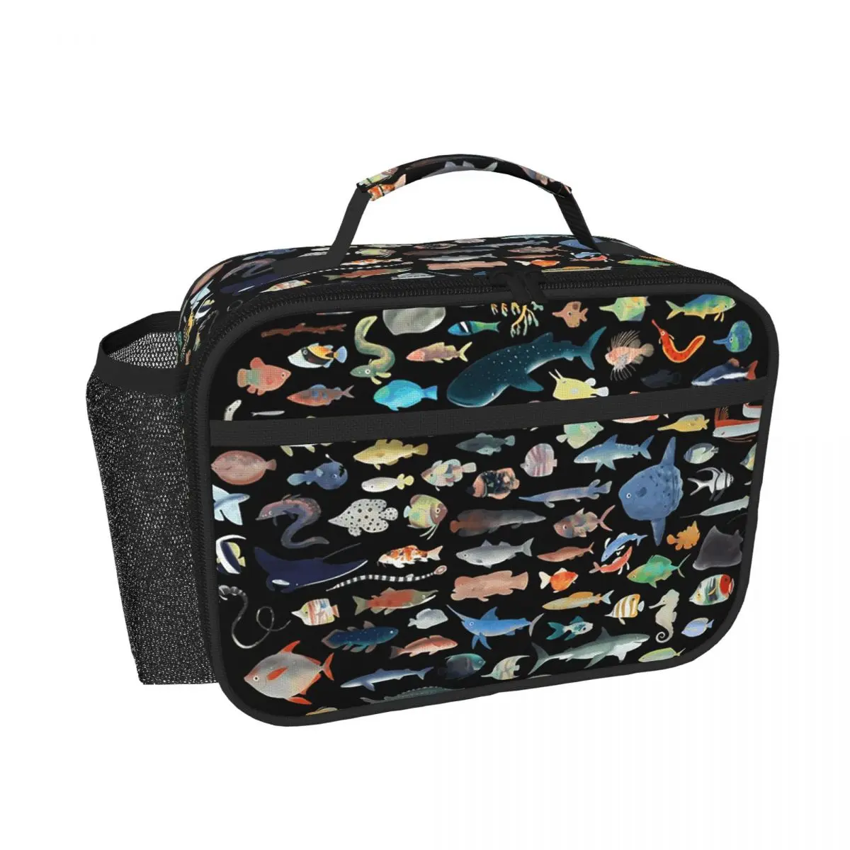 One Hundred Fish Ocean Life Scuba Diving Isolierte Lunchtasche für Damen und Kinder, tragbare Lebensmittelboxen, Thermo-Lunchbox-Tragetasche