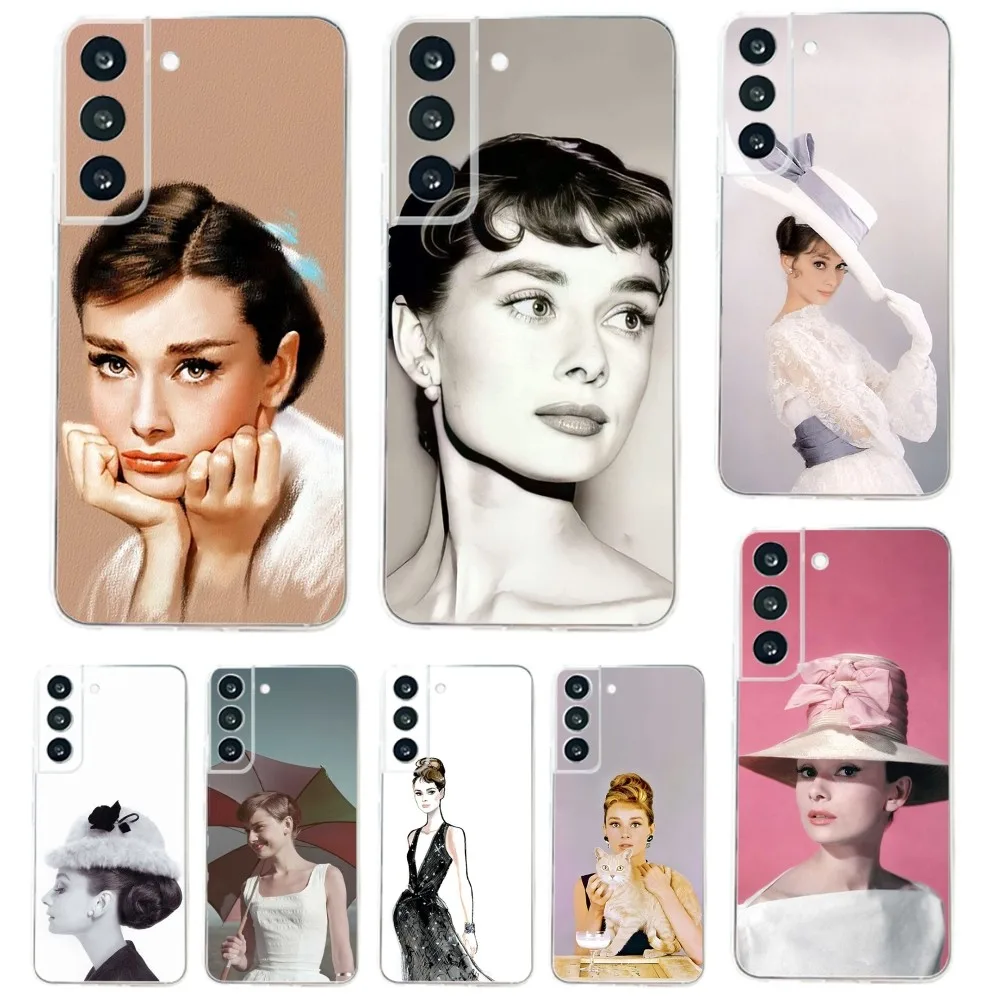 A-Audrey H-Hepburn Phone Case For Samsung Galaxy A71,70,52,51,40,31,A50,30S,21S,Note20ultra Transparent Cover