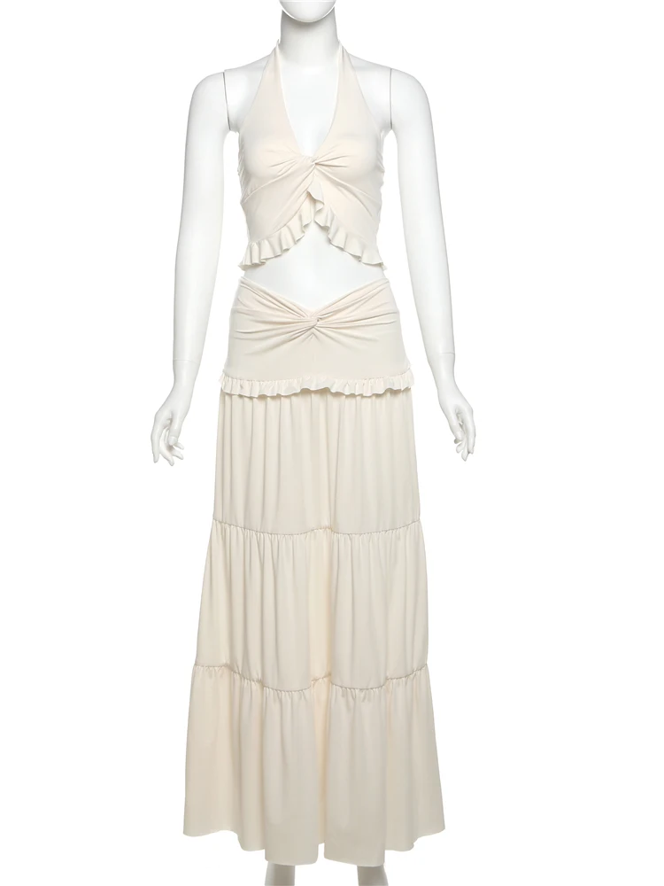 Conjunto de 2 peças para mulheres, roupa de banho com bandagem oca sexy + skinny, shorts de quadril de pêssego, roupas de festa do clube da meia-noite