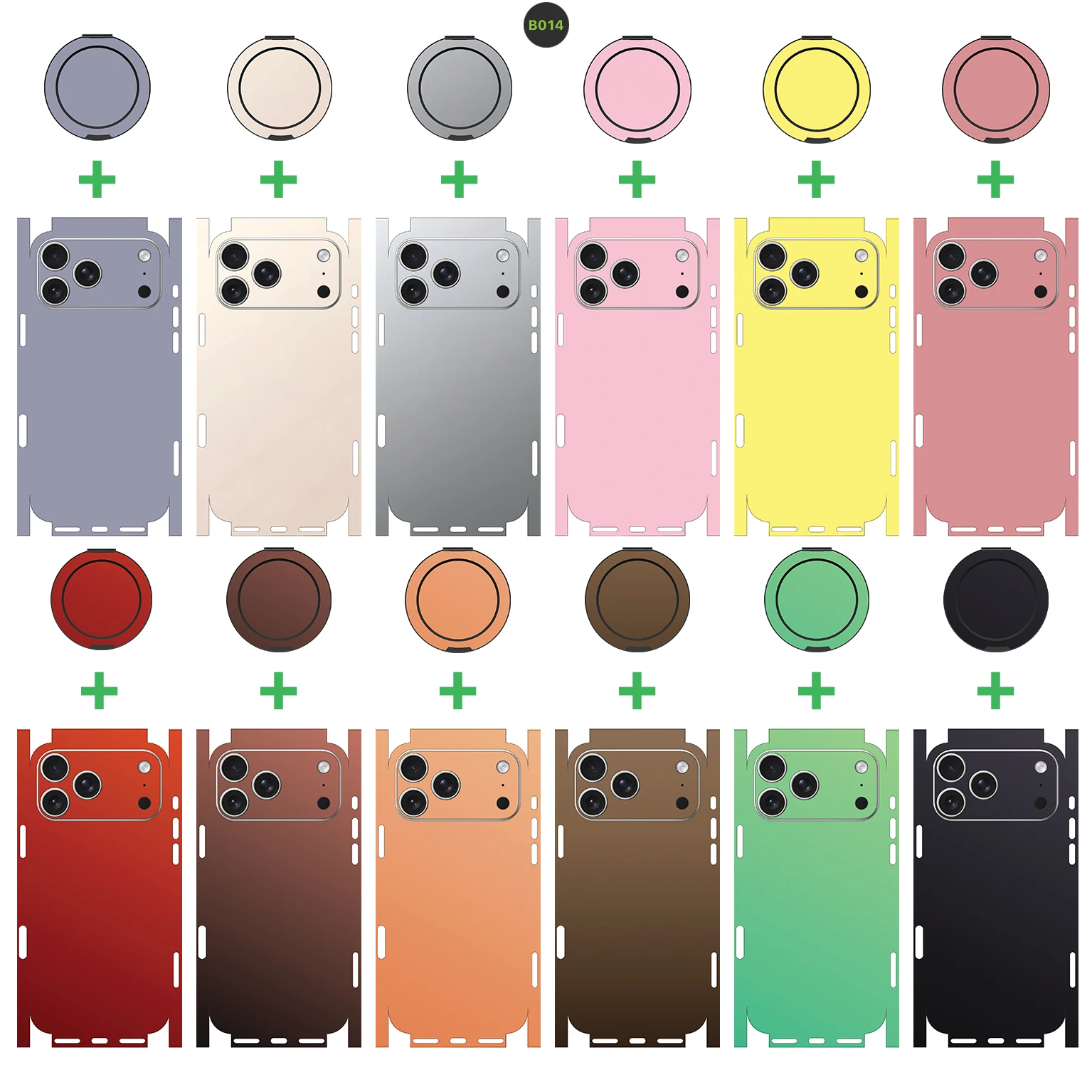 

B014 Decal Skin for iPhone 13 14 15 16 17Pro Max Back Film Cover Wrap Rear Screen Protector with holder Durable Sticker