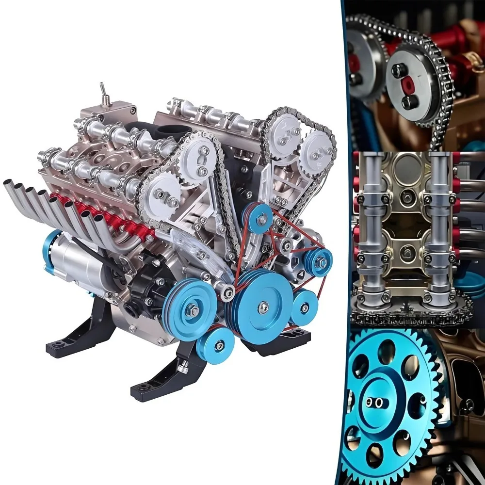 4/8-Cylinder Car Engine Model Simulation Metal Engine Model Car Engine Assembly Model Toys For Adults Gift