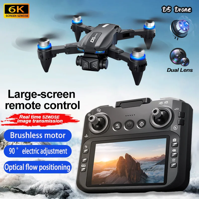 

НОВЫЙ Дрон D5, профессиональные радиоуправляемые 4K HD камеры, WIFI, FPV, аэрофотосъемка, складной квадрокоптер, экран, игрушки с дистанционным управлением