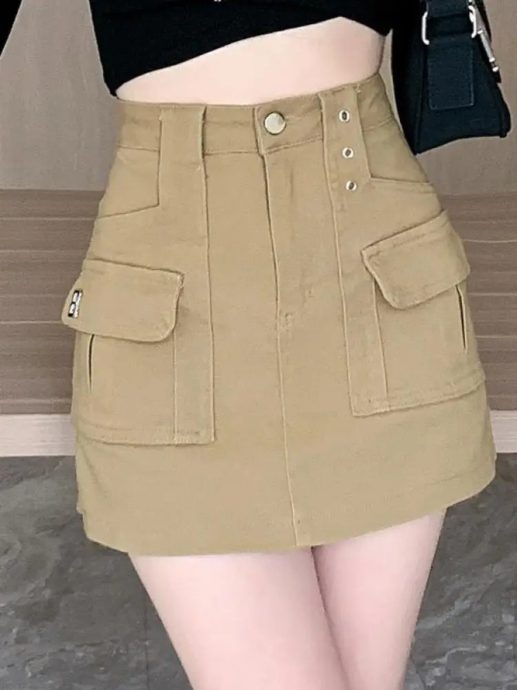 

Vintage Women 2025 New Solid Denim Elegant Workwear Shorts Skirt Spring Summer High Waist Festival Mini Short Pant Casual Trendy