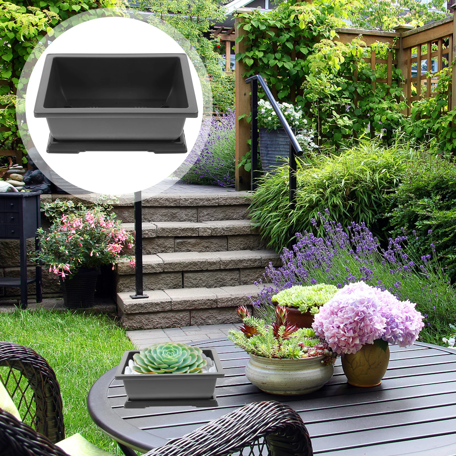 

2Sets Plastic Succulent Pots Rectangular Plant Pots Plastic Planter Containers for Small Plants Garden Garden Flowerpots