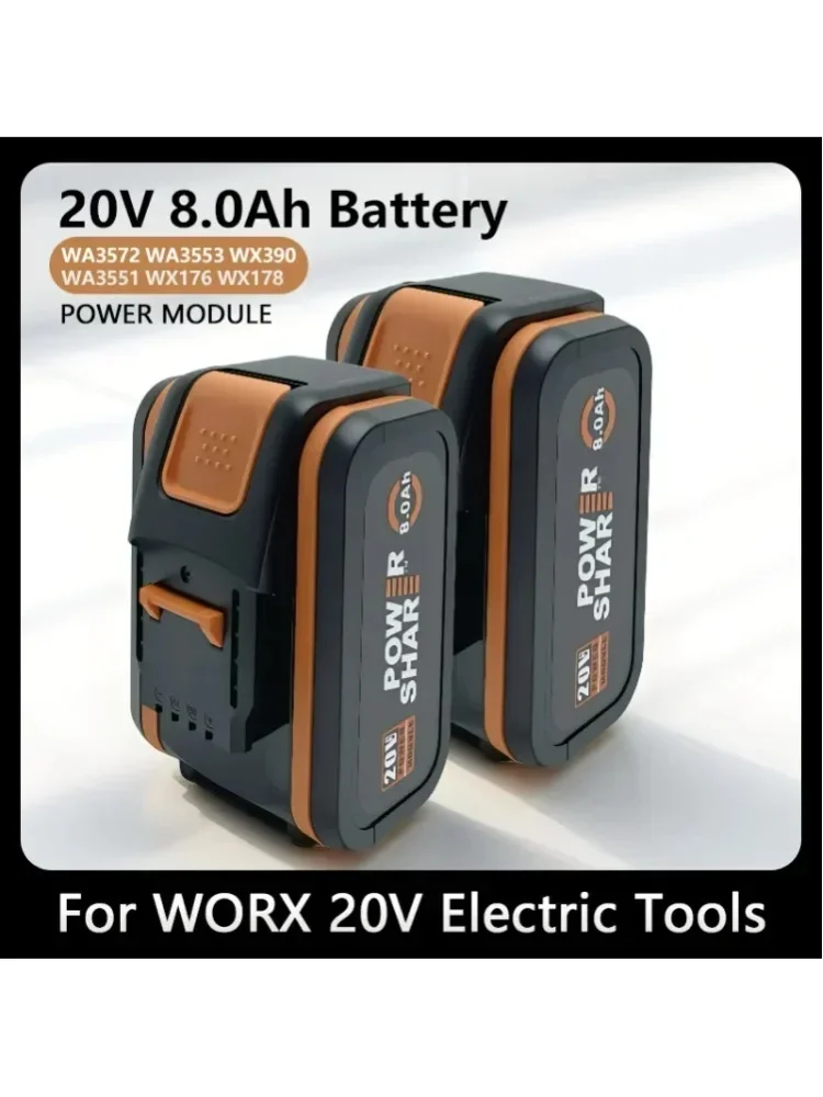 Original Lithium-Ionen-Ersatzakku von Worx WA3551, WA3553 WX176 WX550 WX386 WXino 3 WXgain, WX800,WU268 20V, 8,0 Ah