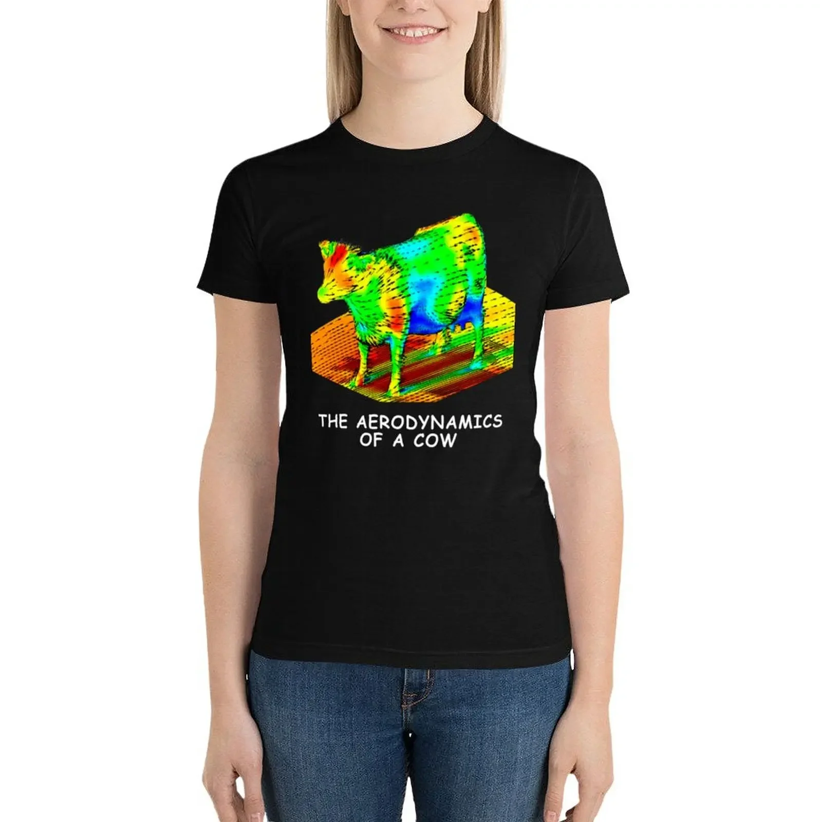 Aerodynamika krowy niezbędny t-shirt kawaii ubrania odzież damska