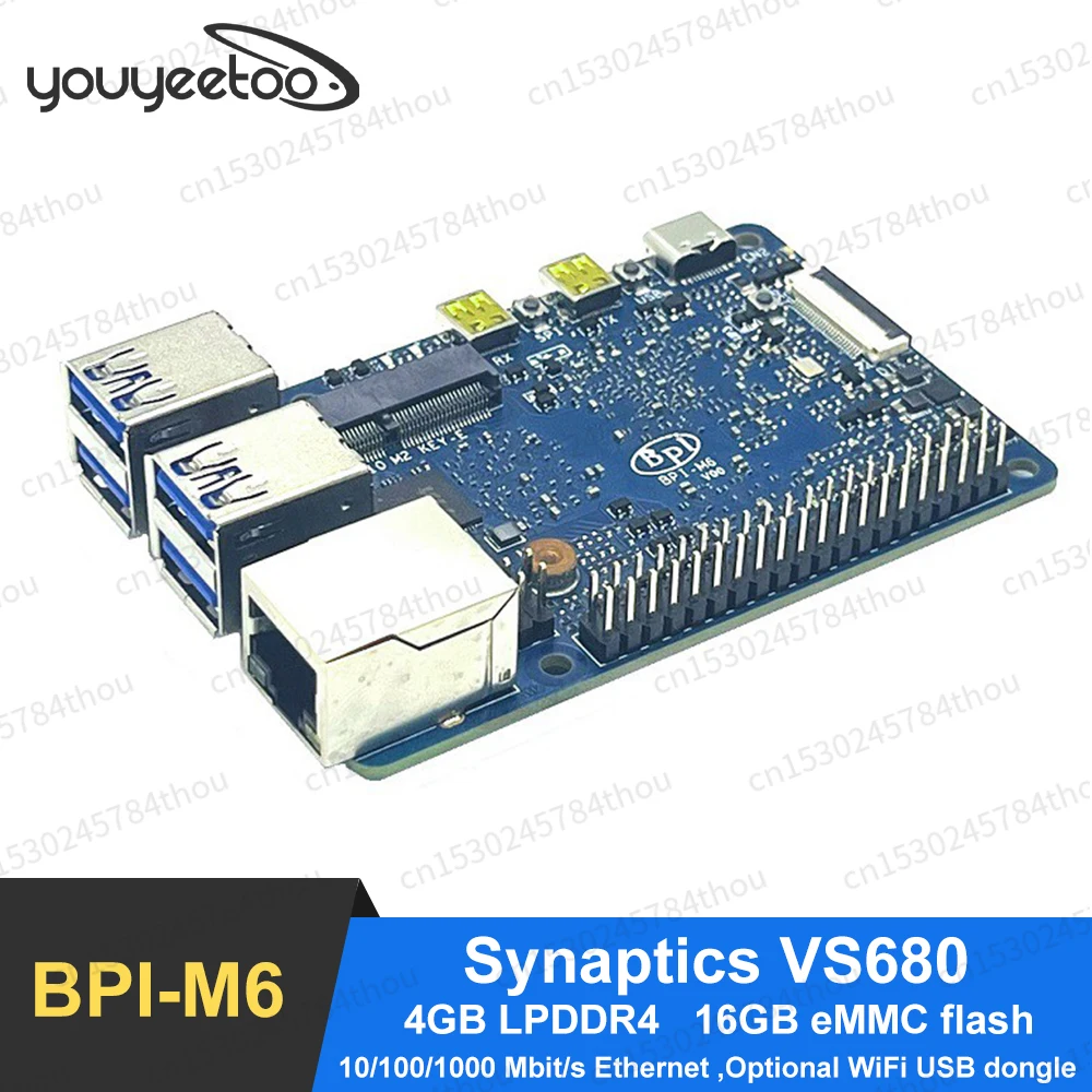 

Банан Pi BPI-M6 Synaptics VideoSmart VS680 1 GbE ethernet 4GB LPDDR4 16GB eMMC NPU до 6 .75 топ воображение GE9920 GPU