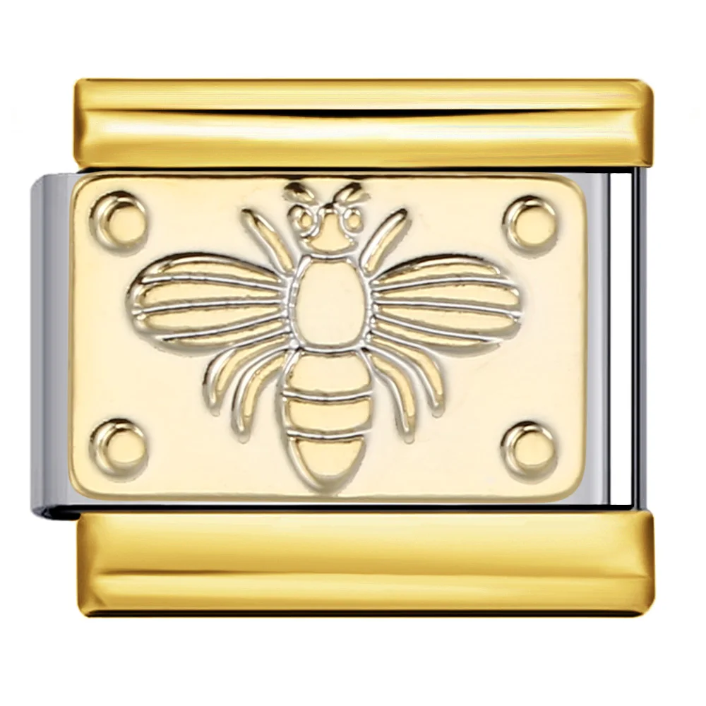 Modedesign Gold Farbe Schmetterling Biene Mond Herz Italienischer Charm Link Fit 9mm Edelstahl Armband DIY Herstellung von Schmuck – Detail 6