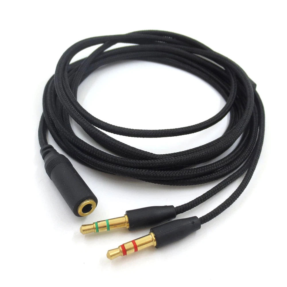 3.5mm Earphone Cable Headphone Adapter Splitter Headset Microphone 2m Audio Cable