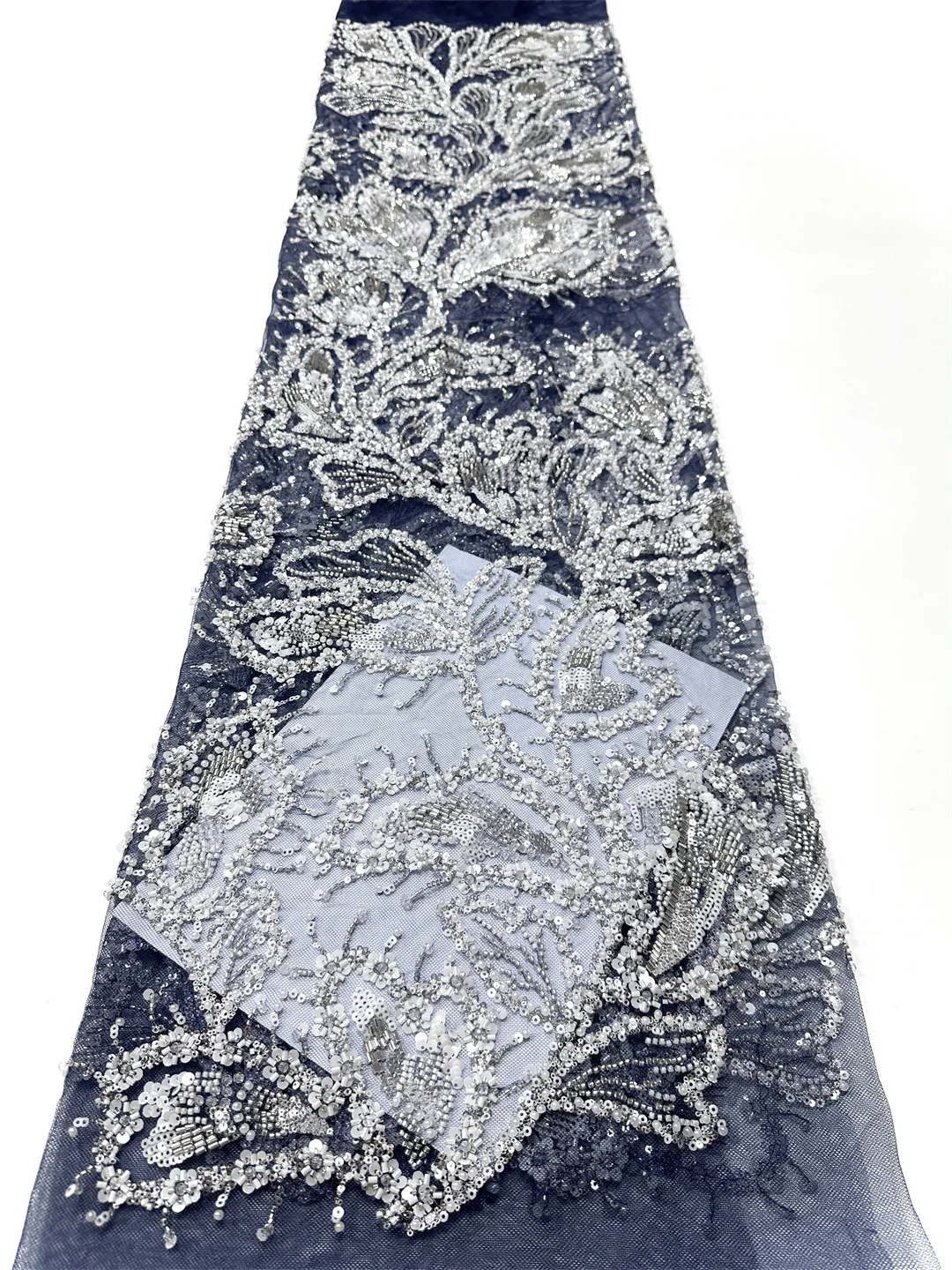 

Blue African Groom Heavy Beaded Fabric 2026 High Quality French Nigerian Sequin Tulle Lace Fabric For Party Wedding Dress Sew