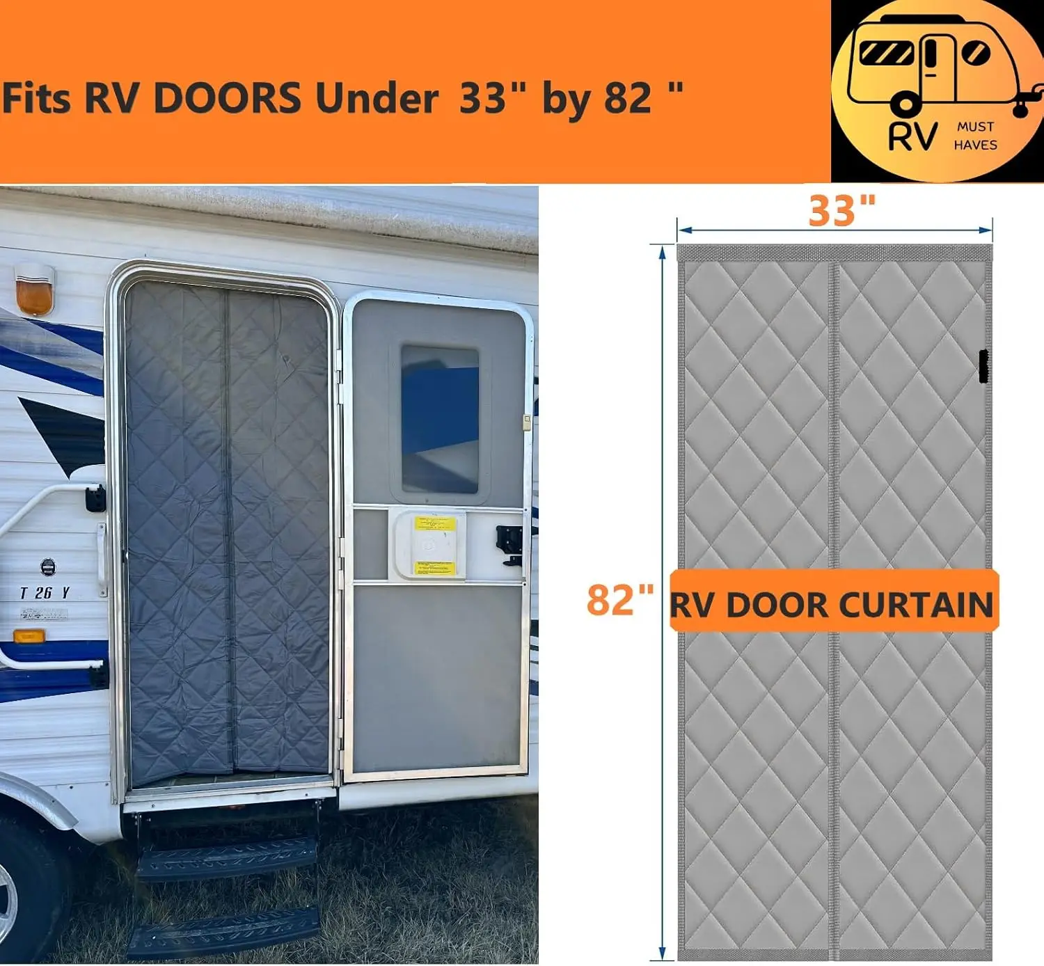 

Winter Magnetic Thermal Insulated Door Blanket For RV Door Cover Door Insulation Curtain For Inside Camper Keeps Heat In & Cold