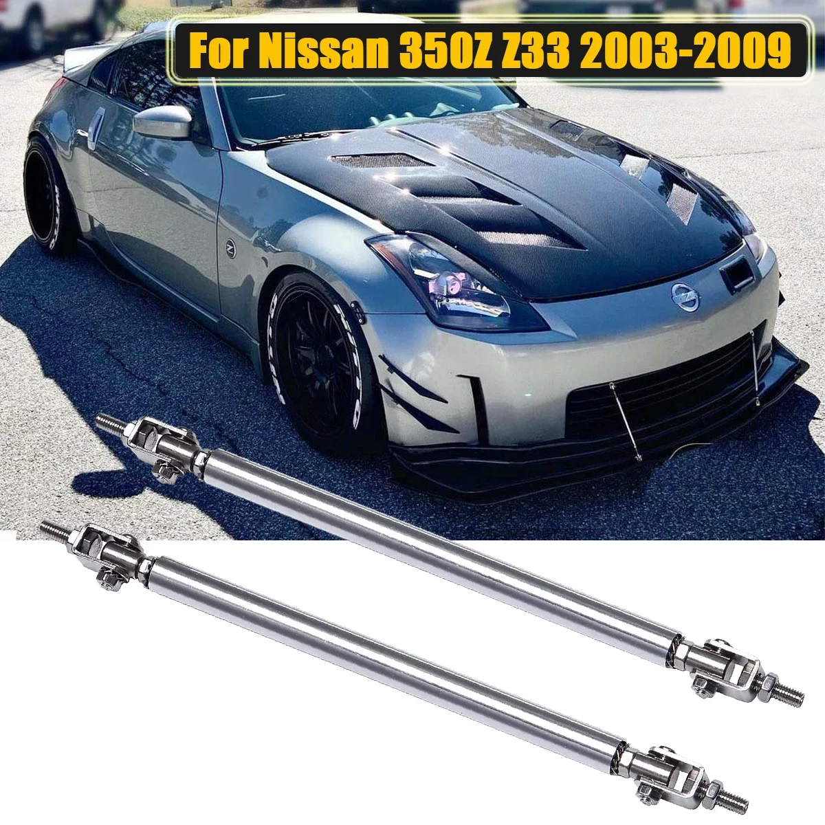 

Universal For Nissan 350Z Z33 370Z 2003-2024 Front Bumper Lip Splitter Diffuser Strut Rod Tie Support Bars Car Accessories