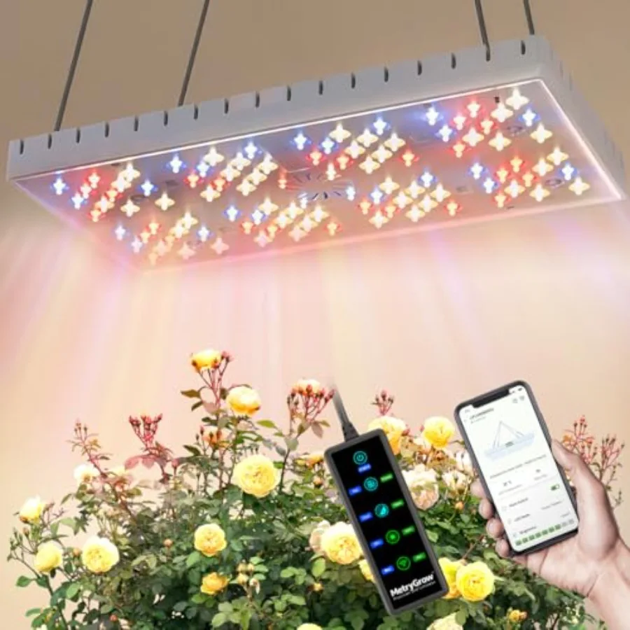 

Smart APP Controlled 48W LED Full Spectrum Grow Lights for Indoor Plants 2x2 Ft Coverage 8-Level Brightness Adjustable Hanging