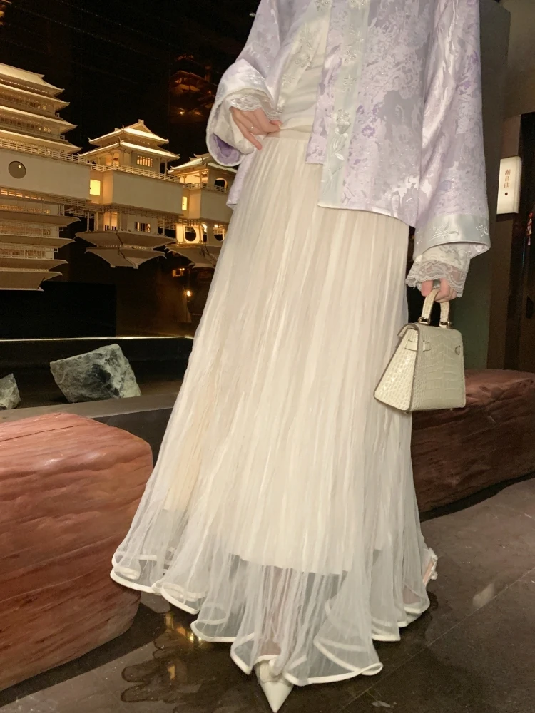 

Gogogo Home Весна 2026 Новая женская плиссированная юбка с высокой талией, осенне-зимняя, приталенная, А-силуэт, длинная, элегантная