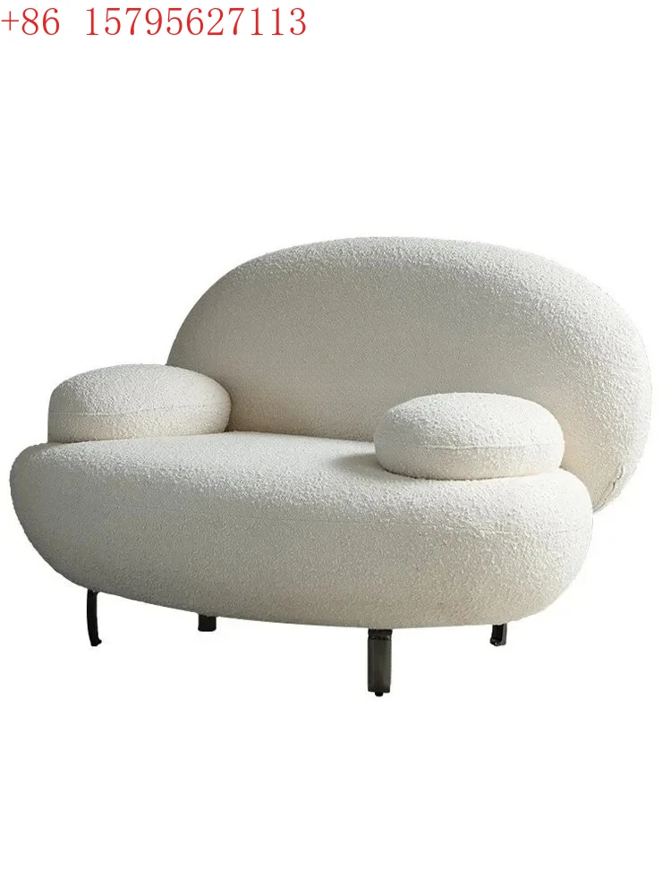 

02Скандинавский одноместный диван-кресло, легкий роскошный современный простой стул для отдыха из овечьей шерсти в кремовом стиле