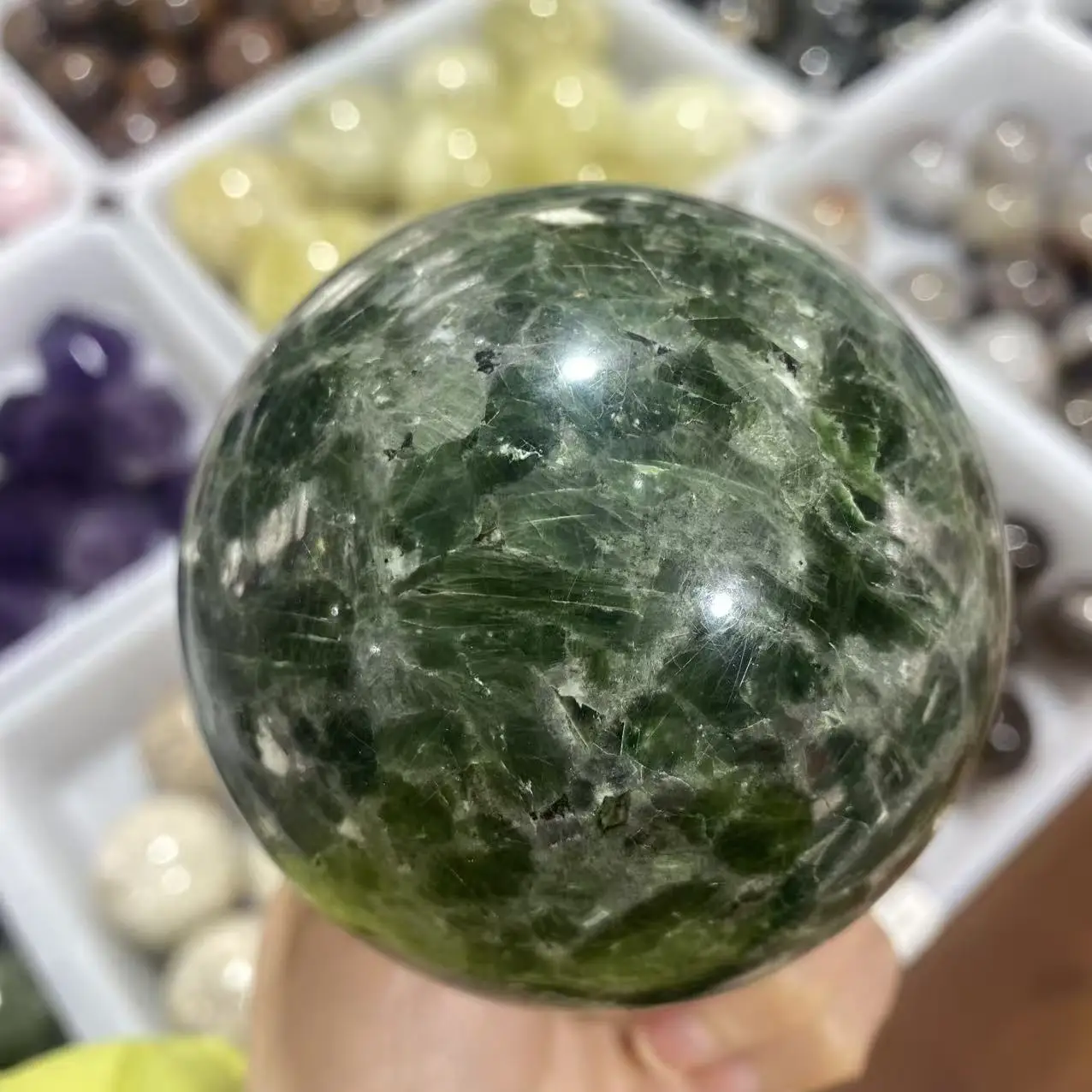 Natural diopside Crystal Quartz Sphere, For Spiritual Healing, Home Demagnetization Decoration, Meditation Gift