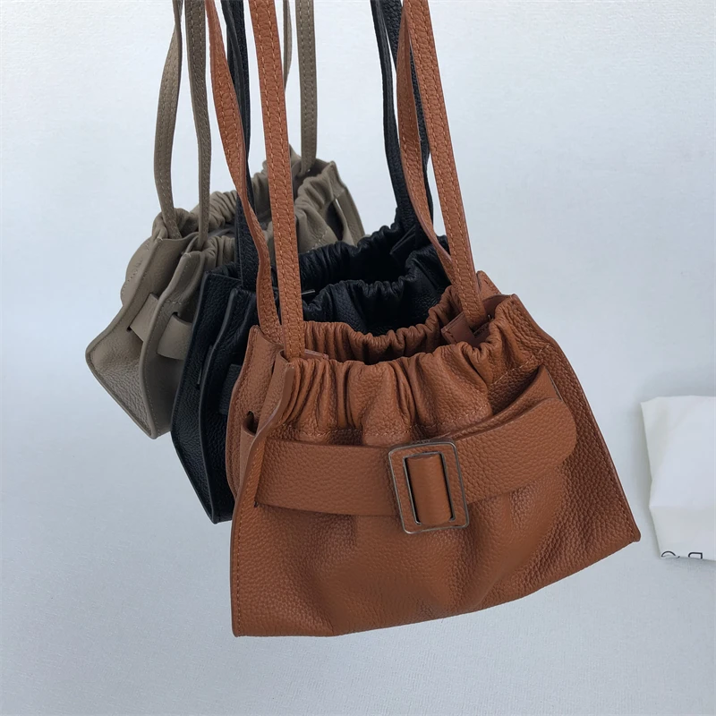 Niche design Boyy Square Scrunchy Soft classic all-in-one single shoulder crossbody cowhide fan Cloud Bag hobo