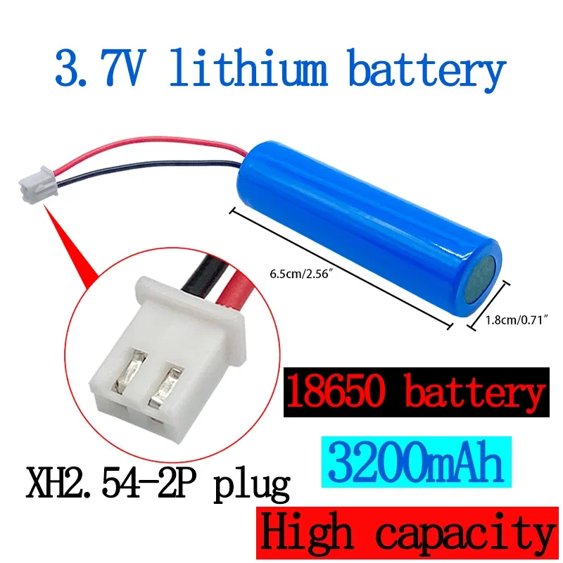 

3200mAh 3.7V lithium-ion battery, 18650 with socket, emergency lighting Xh 2.54 line+customizable plug