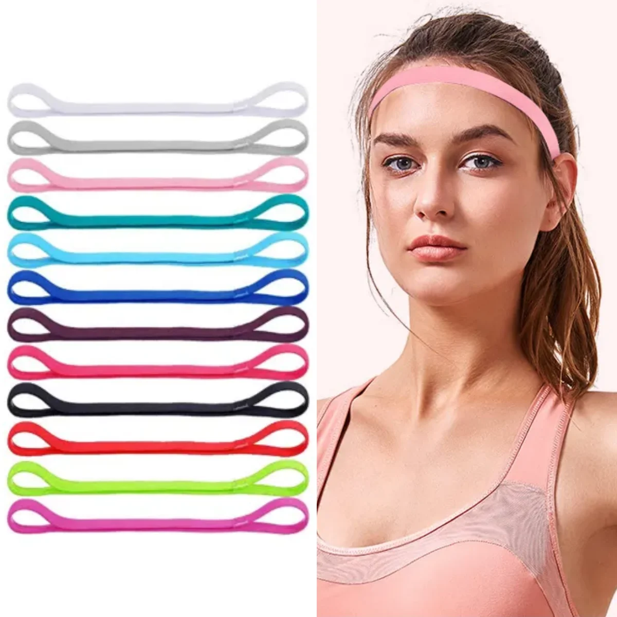 Sports Headband Sweatband Men Women Silicone Anti-slip Gym Running Yoga Hair Bands Outdoor Sports Tennis Headwrap Sports Safety