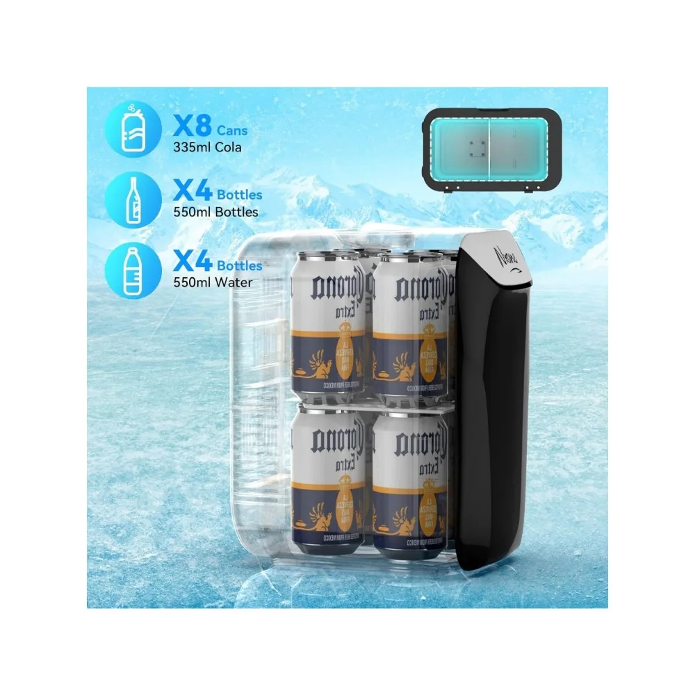 Mini Fridge,8 Can/6 Liter Small Refrigerator,110VAC/ 12V DC Portable Thermoelectric Cooler and Warmer Freezer