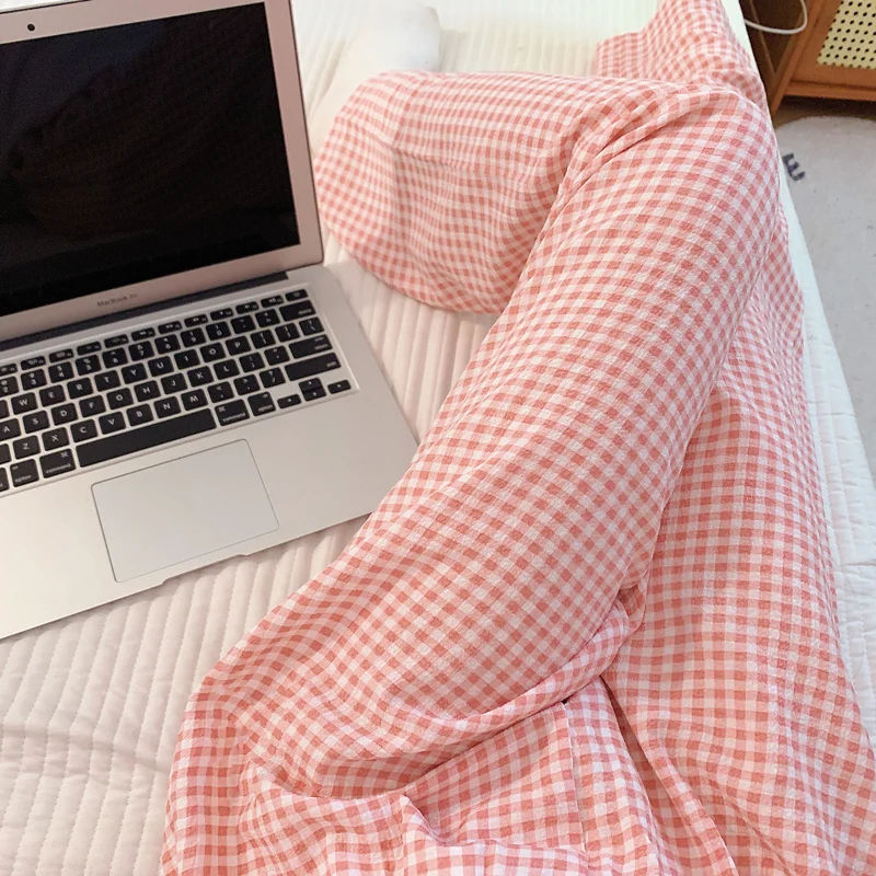 Pink 100 pink plaid trousers