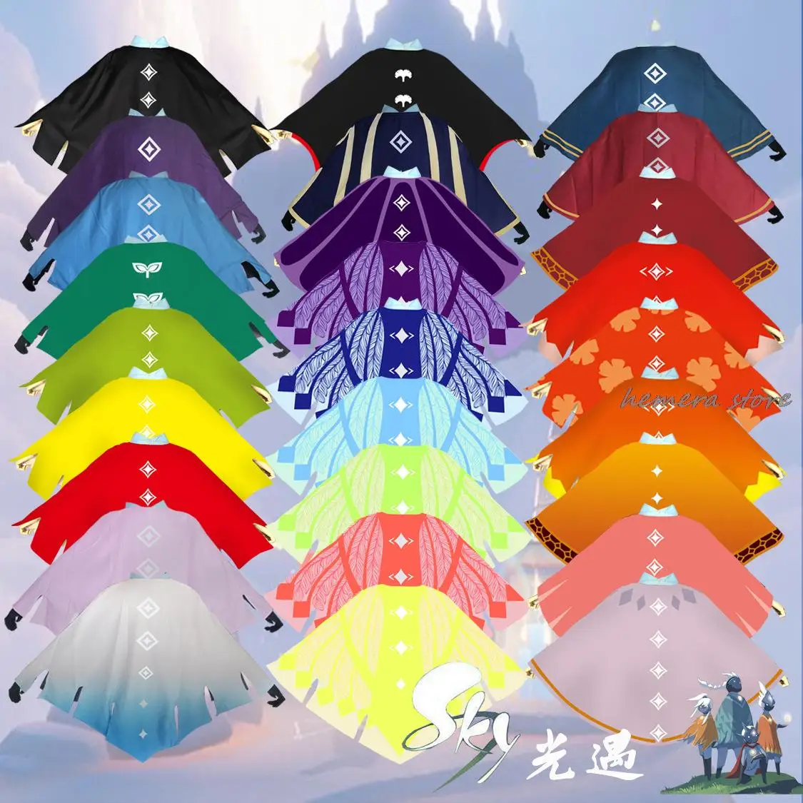 Anime Game Sky:Children Of The Light Cosplay Costume Initial Service Nine Colors Cloak Cape Man Woman Halloween Carnival Suit