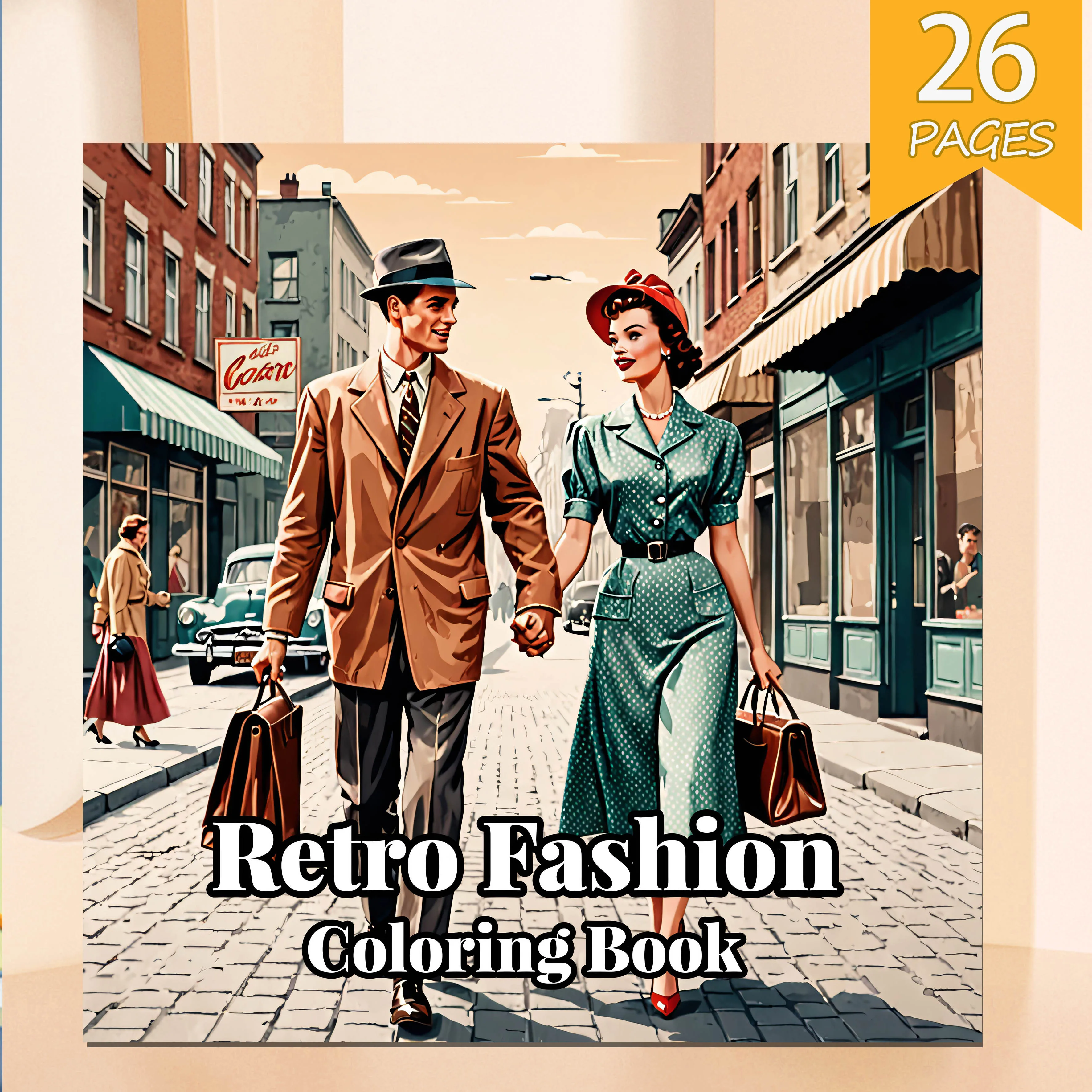 1 PC 26 Pages Retro Fashion Coloring Book Artistic & Creative Expression Perfect for Relaxation for Teens Adults Perfect Gift