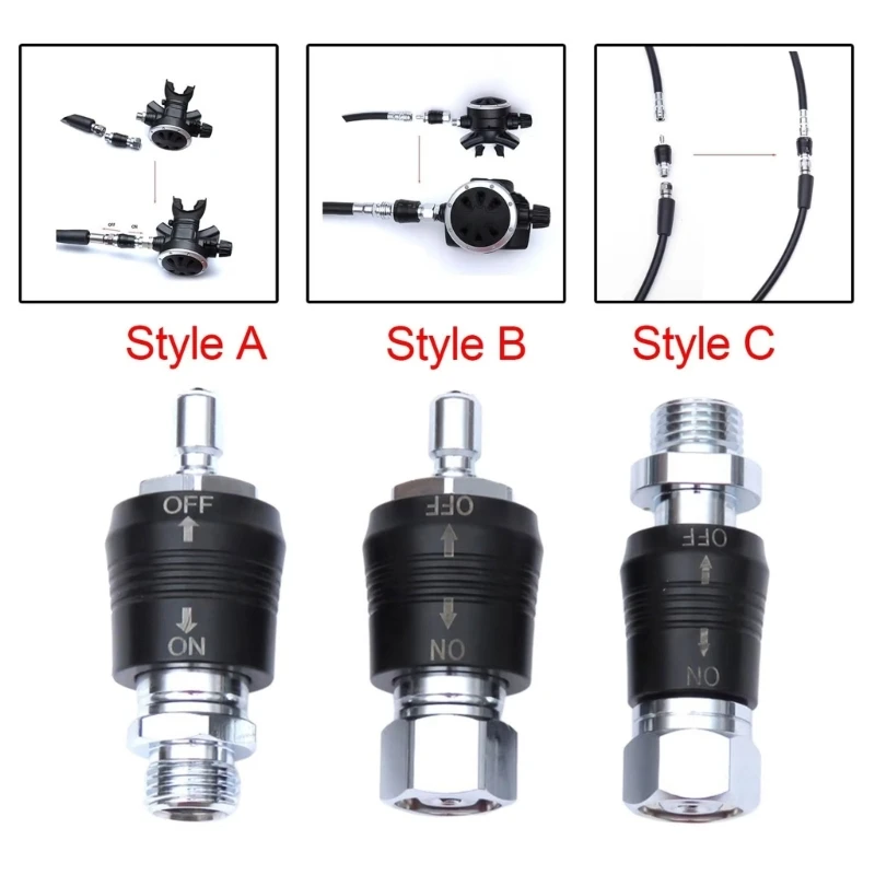 

Scubas Diving Regulator Adaptor 9/16 Thread Connector With Switches Quick Interfaces Push Valves Connector Scubas Access