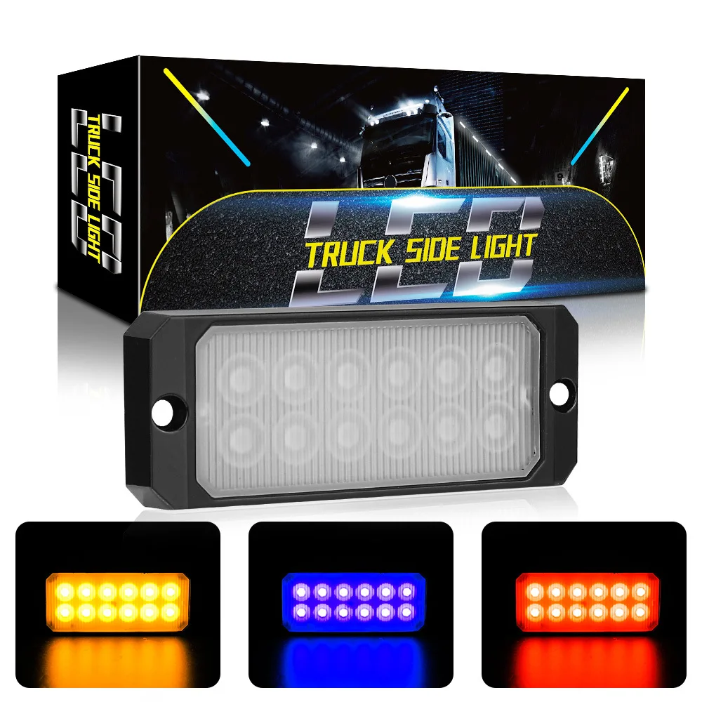 

1PC 12LED Warning Light Emergency Flashing Lamp Red Blue Yellow White Universal Strobe Lights For Car Truck Trailer Auto Parts