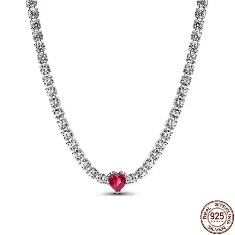 New 925 sterling silver women's peach heart necklace - Fashion gift