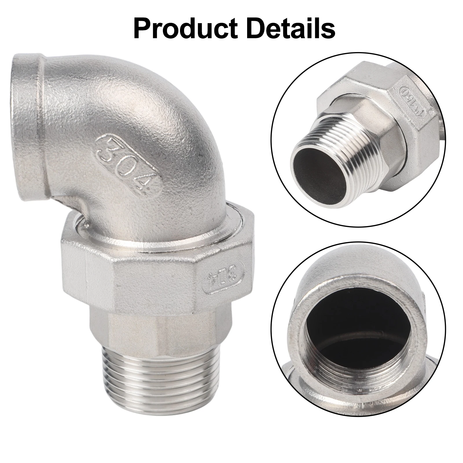 

90 Degree Elbow Fitting 304 Stainless Steel Elbow Quick Connection Right-angle Structure Temperature Range 0-180 C
