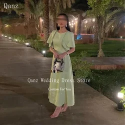 Qanz SimpleSaudi Arabia Prom Dresses Scoop Neck Party Dresses Long Evening Gowns With Jacket Wedding Guest Dress Customized