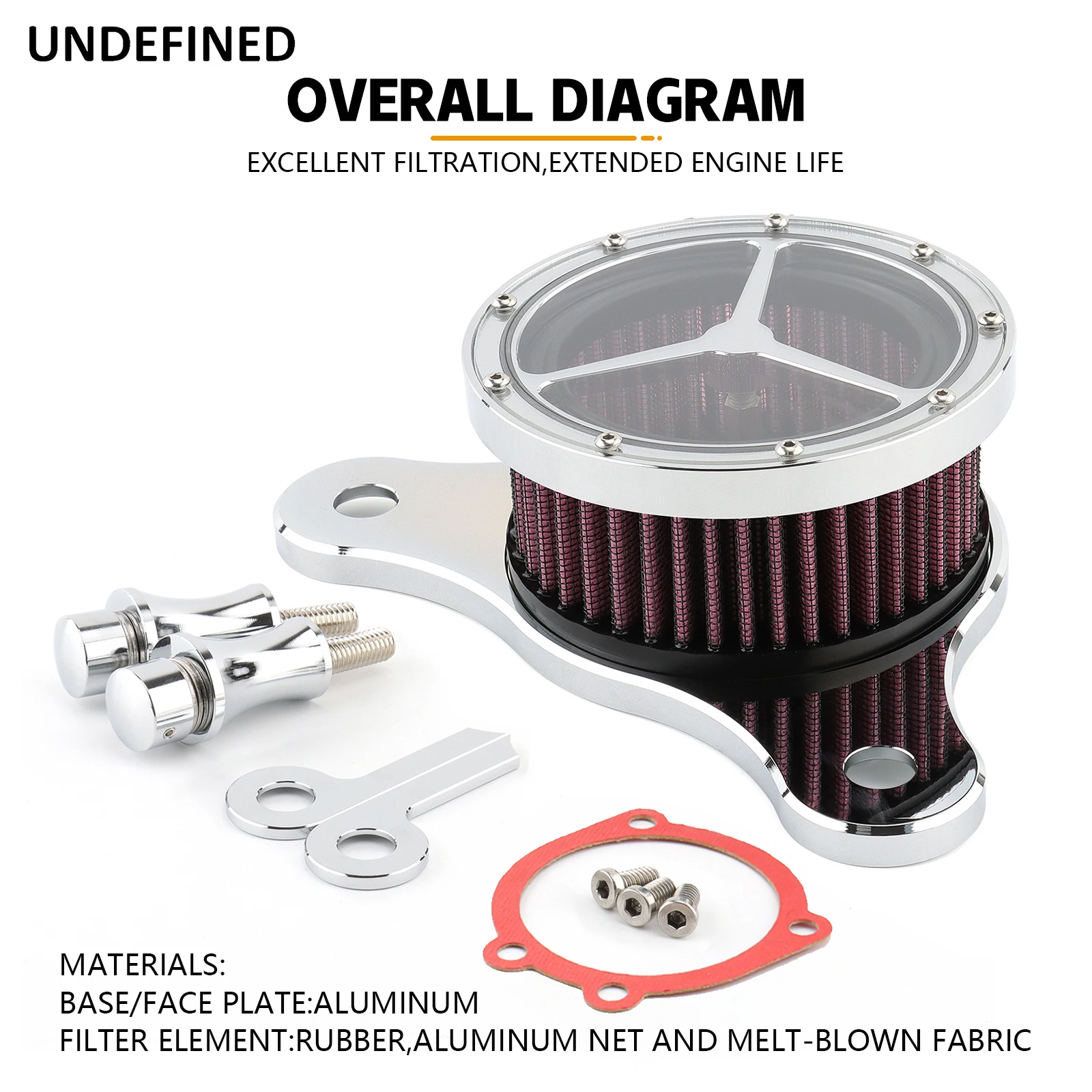 Chrome Clear Air Cleaner Intake Filter Kit for Harley Dyna/FXR Street Fat Bob Softail Fatboy Touring Road Street Glide Road King